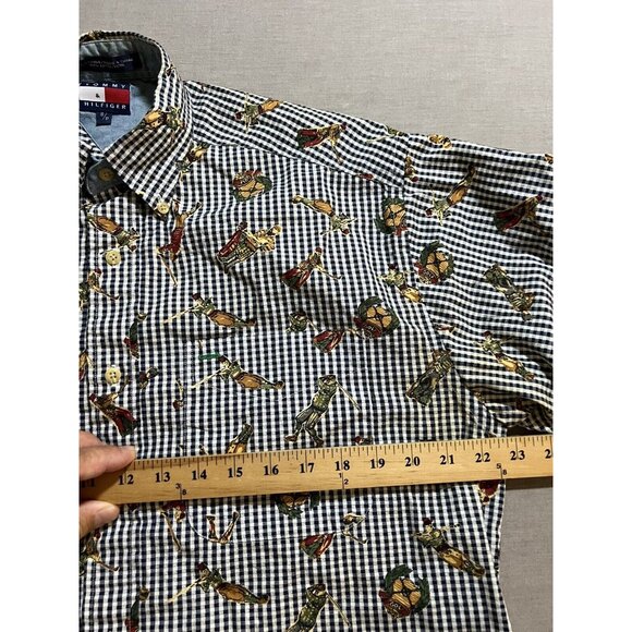 Vintage 90s Tommy Hilfiger All Over Golfer Print Button Down Shirt S Long Sleeve - Picture 6 of 8